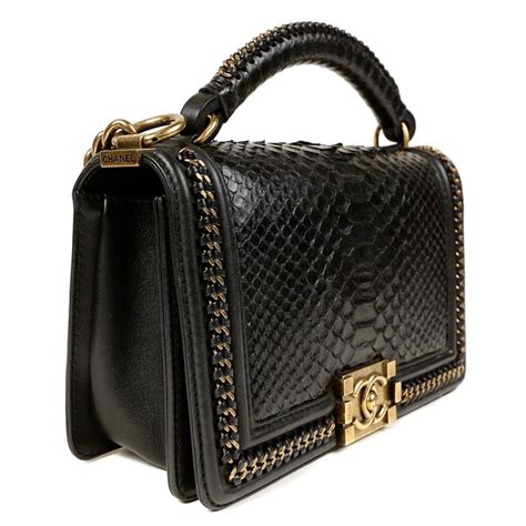 chanel python boy bag